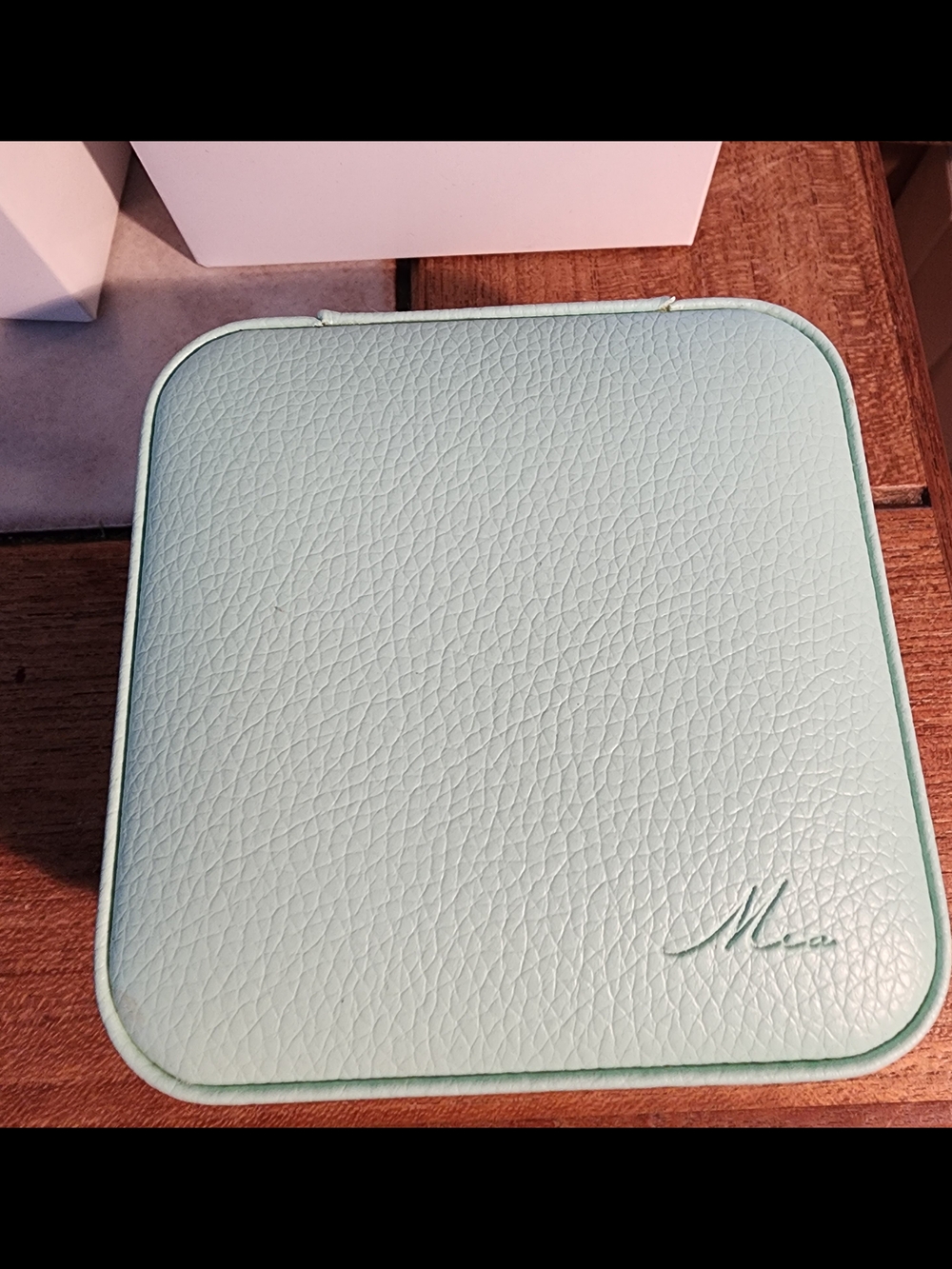 MIA Mint Faux Leather Jewelry Case 4 X 4" New